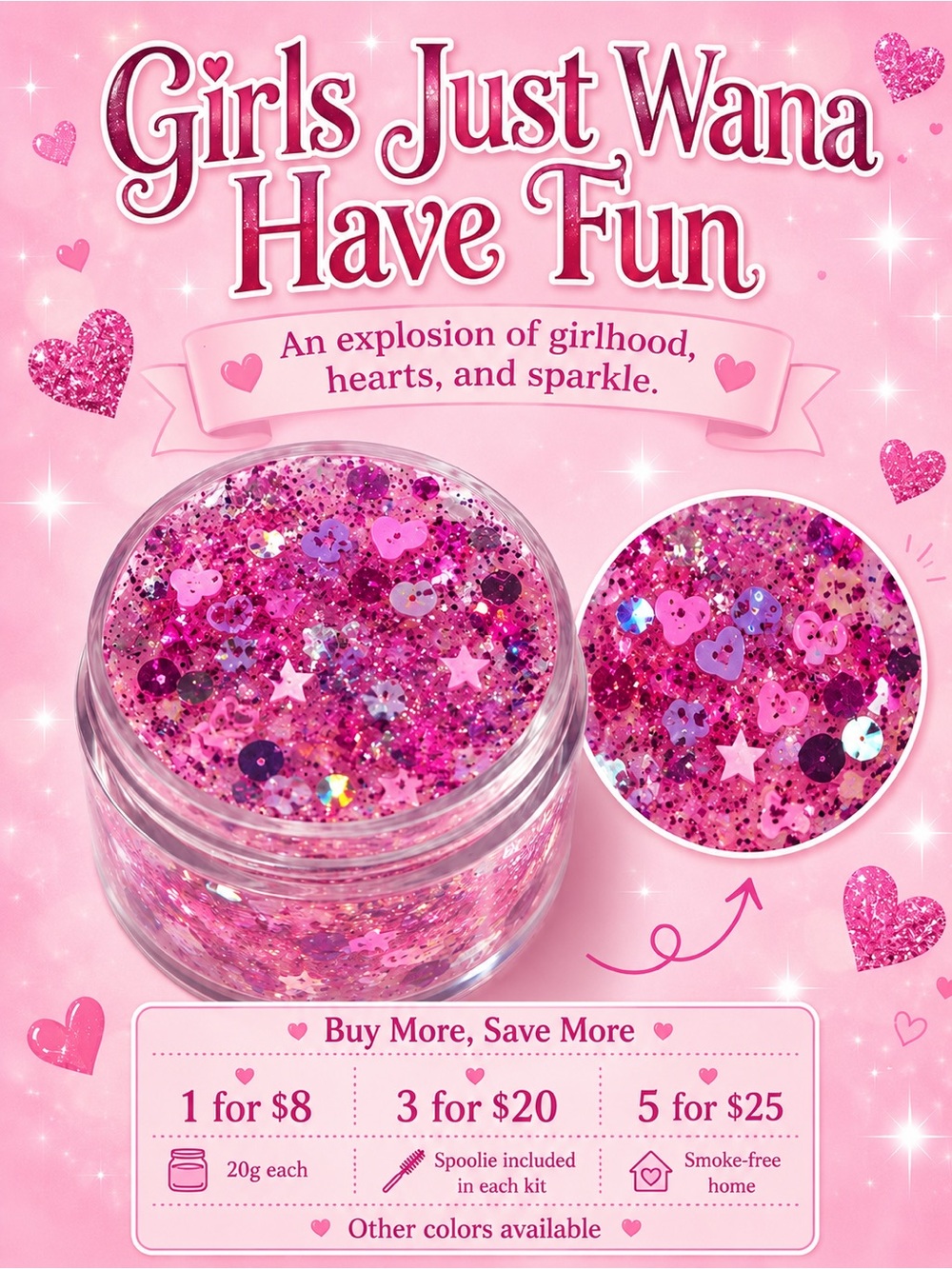 Pink Hair Glitter Mixes - multiple options